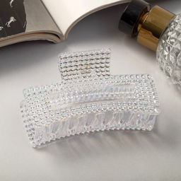 Цена за 12 шт. Крабик для волос «Мейли», прямой, 8.5 см, прозрачный