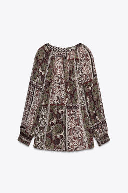BEADED BLOUSE WITH METALLIC THREAD PRINT - Zara фото 7