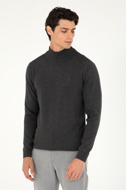 Мужской базовый свитер антрацитового меланжа Неожиданная скидка в корзине