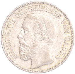 Монета 2 марки 1901 года G Германия (Баден)