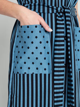 Халат женский кулирка на пуговицах "БЬЯНКА" ПОЛОСА ИНДИГО