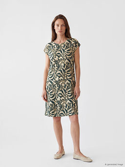 Bisiklet Yaka Desenli A Kesim Elbise