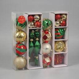 Ёлочные игрушки Ассорти, новогодние, набор 42 шт., красный/зелёный - Зимнее волшебство фото 2