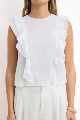 Sar? F?rf?r Detayl? Crop Boy Yar? Transparan Dokuma Bluz TWOSS26BZ00403 - Trendyolmilla фото 5