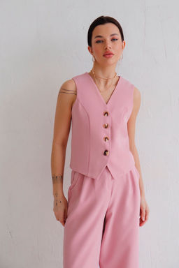 12630 Костюм брючный с жилетом пудровый - Martichelli фото 8