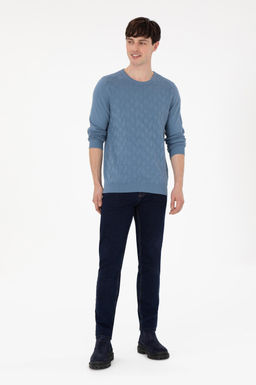 Erkek Slim Fit Bisiklet Yaka Saks Basic Kazak - U.s. polo assn фото 4