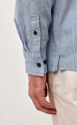 Рубашка д/р лен F511-0480 l.blue