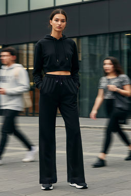 Siyah Pamuklu Genis Paca Ince Orme Spor Esofman Alt? TWOAW22EA0053