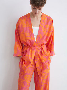 ?al Yaka ?i?ekli Oversize Kad?n Kimono