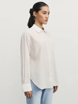 Рубашка из хлопка с контрастными деталями / Zarina фото 4