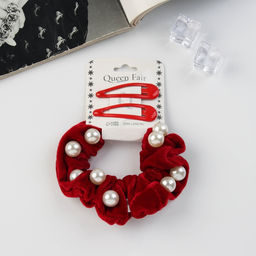 Цена за 2 шт. Набор для волос «Глория грация», резинка 7 см, 2 заколки 5 см, красный