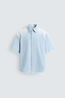 CAMISA RELAXED FIT LAVADO SPRAY / Azul claro - Zara фото 8