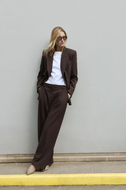 STRAIGHT-LEG DARTED TROUSERS