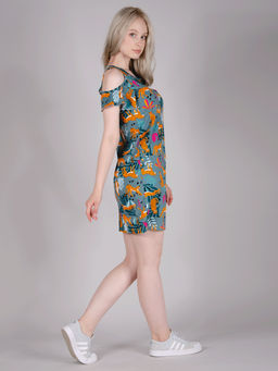 Платье "Волан" леопард, трикотаж