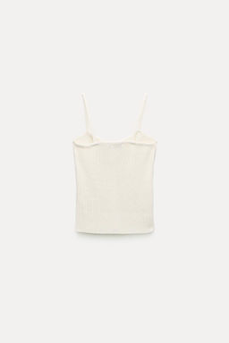 PLAIN LINEN BLEND KNIT TOP WITH KNOT DETAIL - Zara фото 4