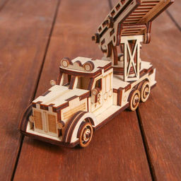Конструктор деревянный 3д модель «Пожарная машина», 61 деталь