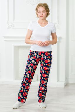 Брюки женские домашние из кулирки Барокко розы - Амадэль фото 2