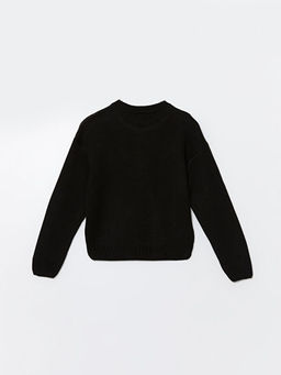 Bisiklet Yaka Desenli Uzun Kollu K?z ?ocuk Triko Kazak - Waikiki фото 3