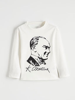 Bisiklet Yaka Atat?rk Bask?l? Erkek ?ocuk Ti??rt