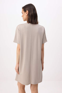 Tas Yumusac?k Nervurlu Shift/Duz Kesim Mini Orme Elbise TWOSS25EL00778