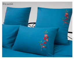 Наволочка "Satini Ricamo" R-7070/морская волна