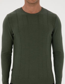 Koyu Haki Slim Fit Bisiklet Yaka Triko Kazak - Pierre cardin фото 6