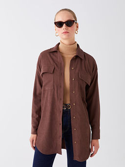 D?z Uzun Kollu Oversize Kad?n G?mlek Tunik