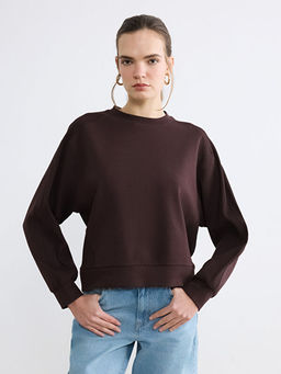 Bisiklet Yaka Oversize Kad?n Sweatshirt