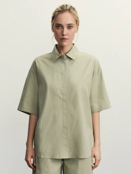 Рубашка прямого кроя из хлопка / Zarina  фото 3