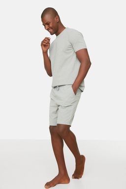 TRENDYOL MAN Gri Regular Fit Sortlu Pijama Tak?m? TMNSS22PT0042