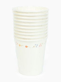 Цена за 10 шт. Стакан одноразовый бумажный «Керамика с цветами», белый, 250 мл