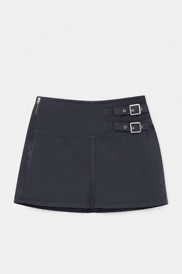Antrasit %100 Pamuk Yuksek Bel Denim Sort Etek TWOSS26SR00125