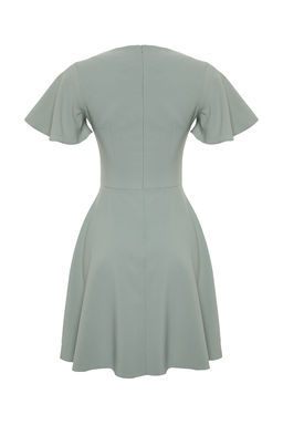 Mint Kemerli Etegi Volanl? Mini Dokuma Elbise TWOSS24EL00603