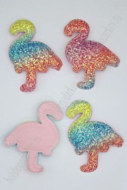 Патч 3D радужный, россыпь пайеток "Фламинго" 7*6 см (10 шт) SF-1894, С