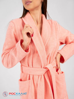 Женский махровый халат с шалькой светло-коралловый МЗ-02 (6)