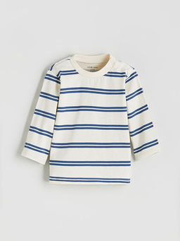 Bisiklet Yaka ?izgili Erkek Bebek Sweatshirt ve Pantolon 2li