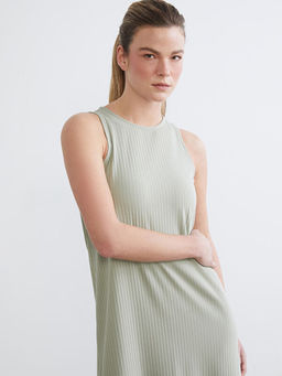 Bisiklet Yaka ?izgili Y?rtma?l? Elbise