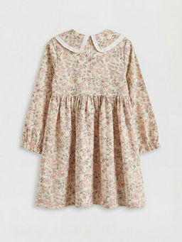 Bebe Yaka ?i?ek Desenli K?z ?ocuk Elbise