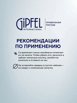 51113 GIPFEL Чайник заварочный MERCURY 1500 мл c фильтром и подставкой для подогрева. - Werner фото 5