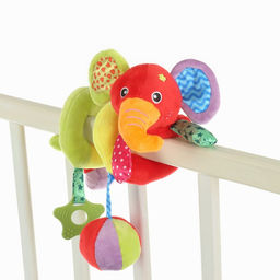 Растяжка - спираль на коляску/кроватку Крошка Я «Слоник яркий», с прорезывателем, от 3 мес.