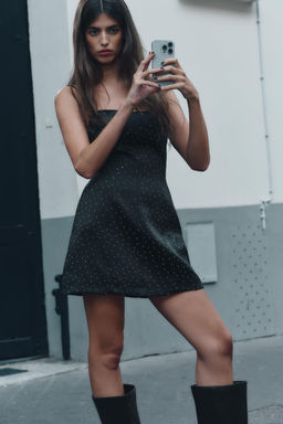 RHINESTONE SATIN MINI DRESS - Zara фото 2