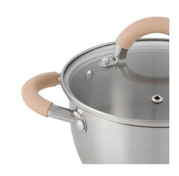 Кастрюля Fortuna 4.5л.,из нерж.стали , с. кр,мат-ый корпу, силиконовые ручки, арт. 007220