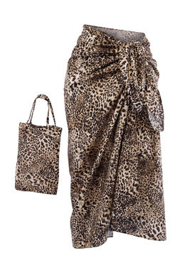 Leopar Desenli Dokuma Cantal? Midi Plaj Pareo 2li Set TBESS26PR00008