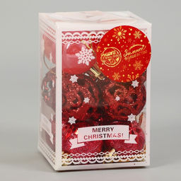 Ёлочные игрушки Мелодия, шары новогодние, d=4 см, набор 12 шт., орнамент, красный - Зимнее волшебство фото 2