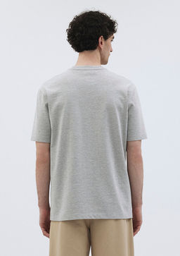 Gri Premium Basic Tisort - Mavi фото 3