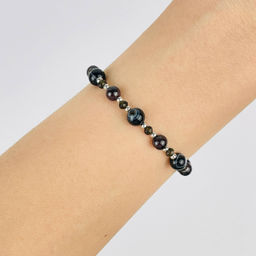 Браслет регулируемый из Агата, Граната и Обсидиана - Радуга самоцветов фото 2