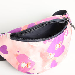 Сумка поясная детская для девочки на молнии, коралловая