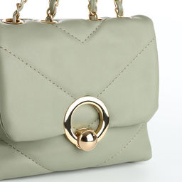 Сумка женская мессенджер на клапане, 17.5×6×14.5 см, оливковая