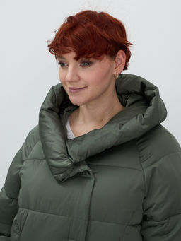 Куртка зимняя женская с капюшоном модная цвета хаки 7651Kh - Visdeer фото 8