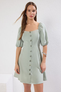 TRENDYOLMILLA Kiremit A Kesim Balon Kollu Mini Dokuma Elbise TWOSS20EL2314 фото 23